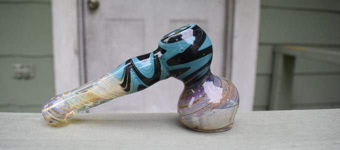 glass bubbler on ledge