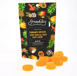 (0.1g) CBD:THC 1:1 Sour Tropical 100mg CBD:100mg THC Fruit Chews