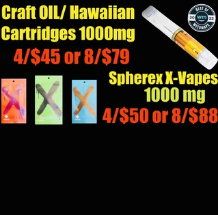 8/$79 CRAFT OIL & FLYIN HAWAIIAN CARTRIDGES 1000mg High THC %