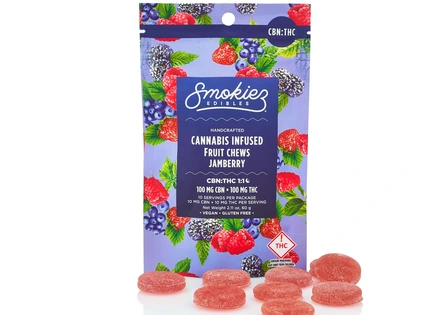 (0.1g) 1:1 THC:CBN Sweet Jamberry Fruit Chews - 10pk | Smokiez | Edible | 100mg