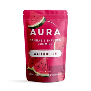 (0.112g) 1:1 CBD:THC Watermelon Crunch Gummies - 10pk | Aura | Edible | 112mg