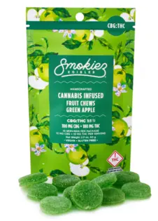 (0.098g) 1:1 CBG:THC Sour Green Apple Fruit Chews - 10pk | Smokiez | Edible | 98mg