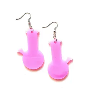 (each) Pink Big Bong Glow in the Dark Dangle Earrings