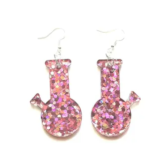 (each) Pink Confetti Big Bong Dangle Earrings