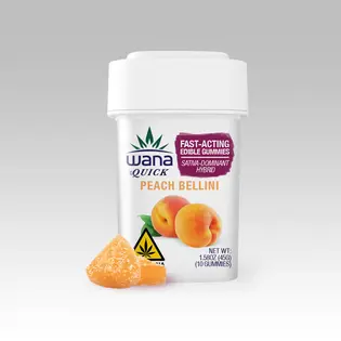 (3.54g) Wana Peach Bellini Quick Gummies $30