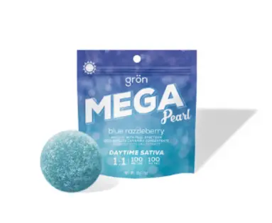 (20.0g) Grön | 1:1 CBG:THC Blue Razzleberry Mega Pearl 100mg | Sativa