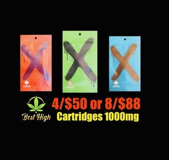 8/$88 Cartridges 1000mg Spherex X-Vapes (High THC%)