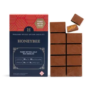 (0.3g) 300mg - Honeybee - High Potency Edible -  Milk Chocolate - Peanut Butter & Jelly Bar - 1:1