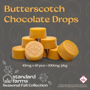 (35.0g) Standard Farms | White Chocolate Brown Sugar Butterscotch Drops 10pk | 100mg