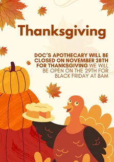 THANKSGIVING WE ARE CLOSED