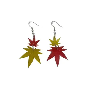 Double Leaf Dangle Earrings - Cheif's Colors