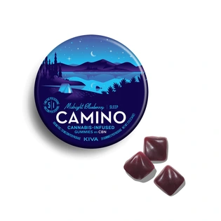 (each) Kiva Camino Midnight Blueberry | Sleep 5:1 CBN Gummies [20pk] (100mg THC/20mg CBN)