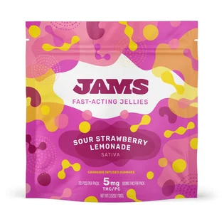 (each) JAMS Sour Strawberry Lemonade 20pk Fast Acting Jellies 100mg