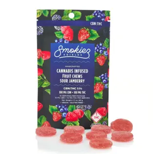 (0.11g) Sour Jamberry Fruit Chews [1:1 THC:CBN] 10pk 100mg | 1 Day | 507211