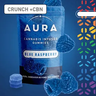 (0.11g) 1:1 THC:CBN Blue Raspberry Crunch Gummies - 10pk | Aura | Edible | 110mg