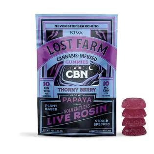 (0.1g) Strain-Specific Gummies | KIVA -  Lost Farms | Thorny Berry [1:1 THC/CBN] [Live Rosin]